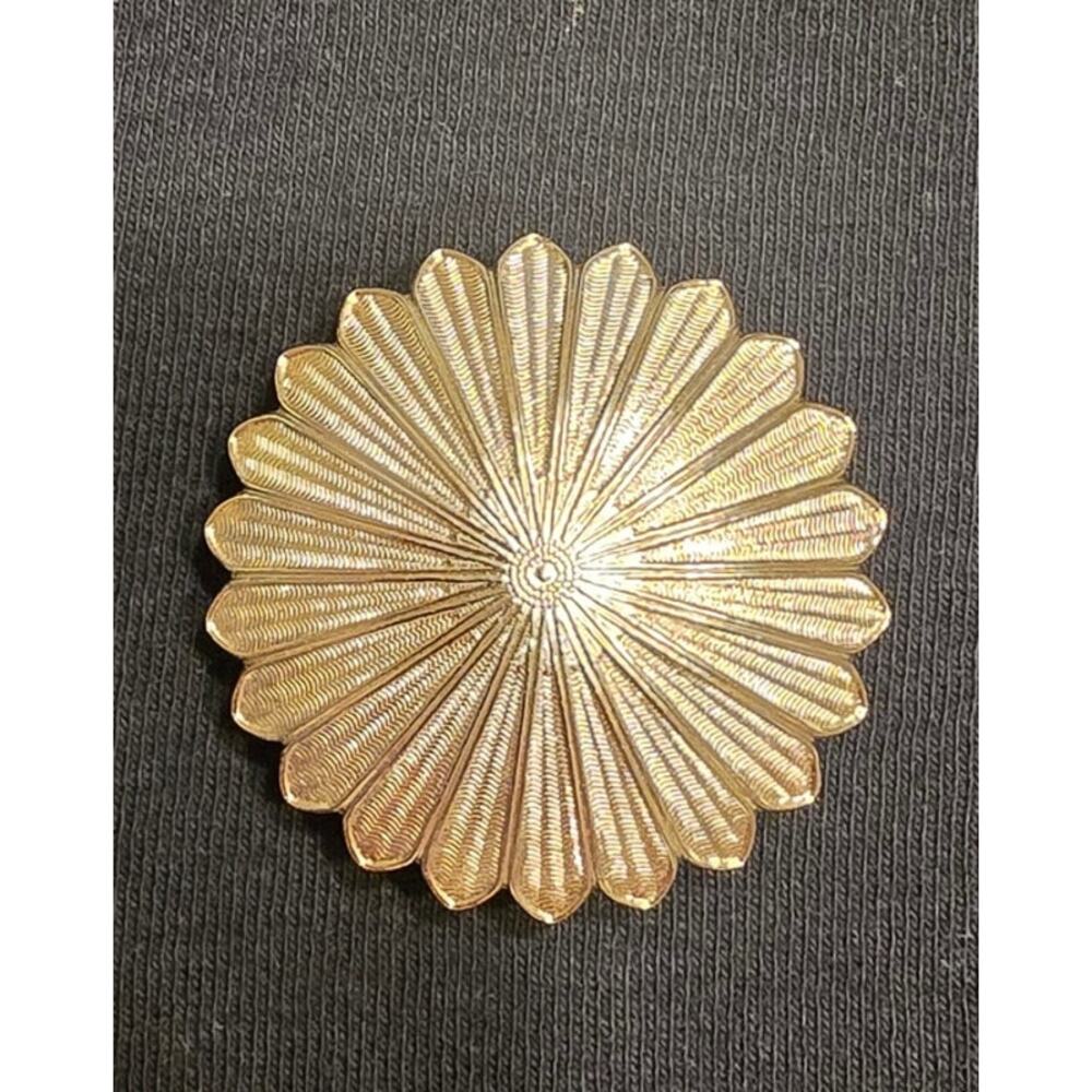 Vintage Gold Tone Flower Brooch Scarf Clip
